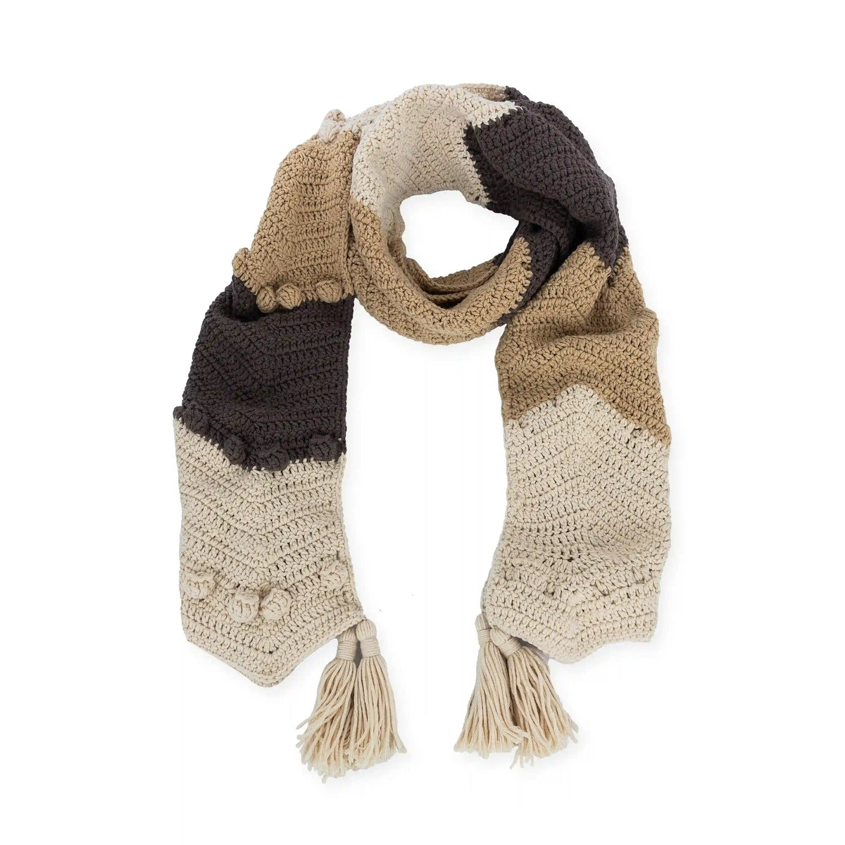 Haven Cozy Scarf - Hand Crochet - Neutral Multi