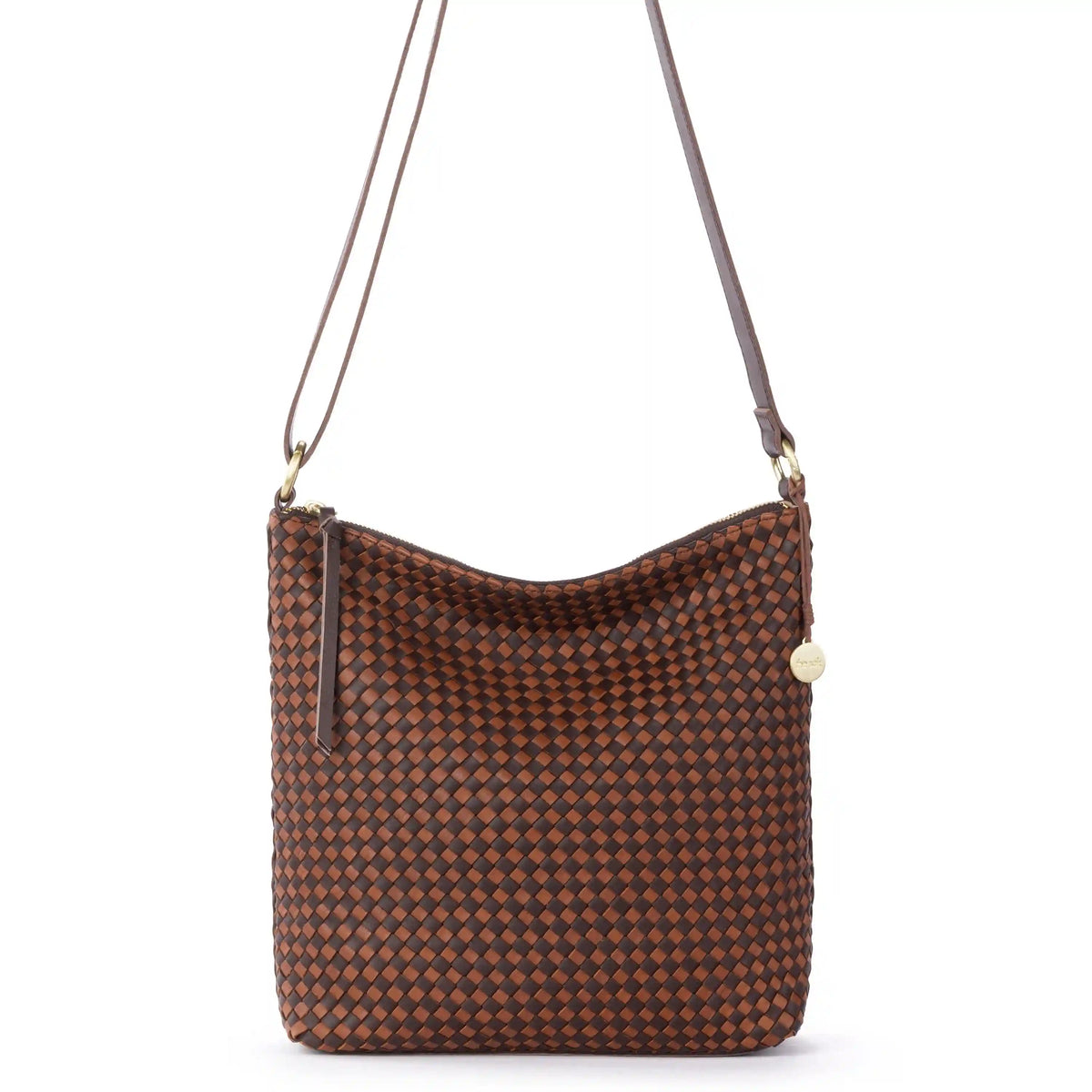 Lucia Crossbody - Leather - Woven Mahogany Cognac