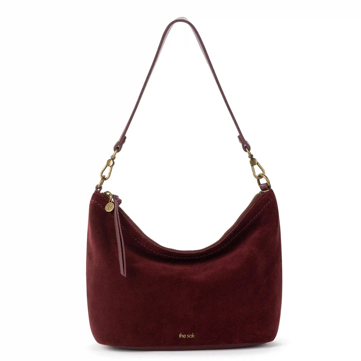 Jasmine Small Hobo - Leather - Black Cherry Suede