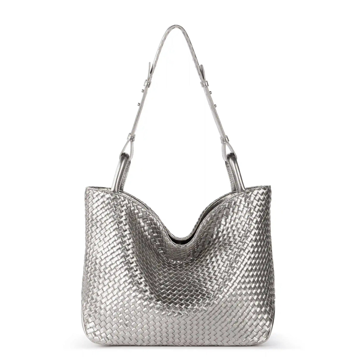 Los Feliz Medium Tote - Leather - Pyrite Woven
