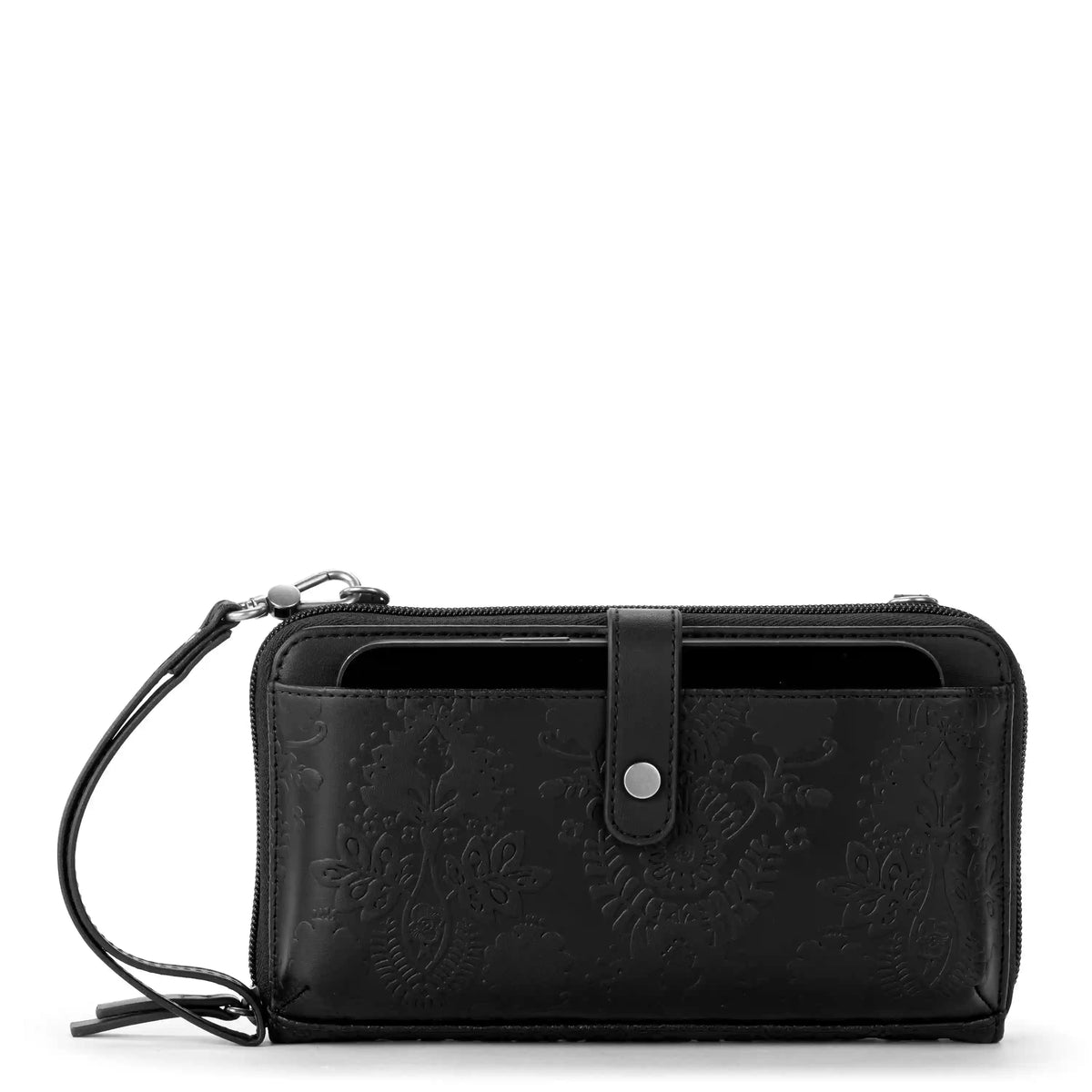 Smartphone Wallet - EcoTwill - Black Floral Embossed