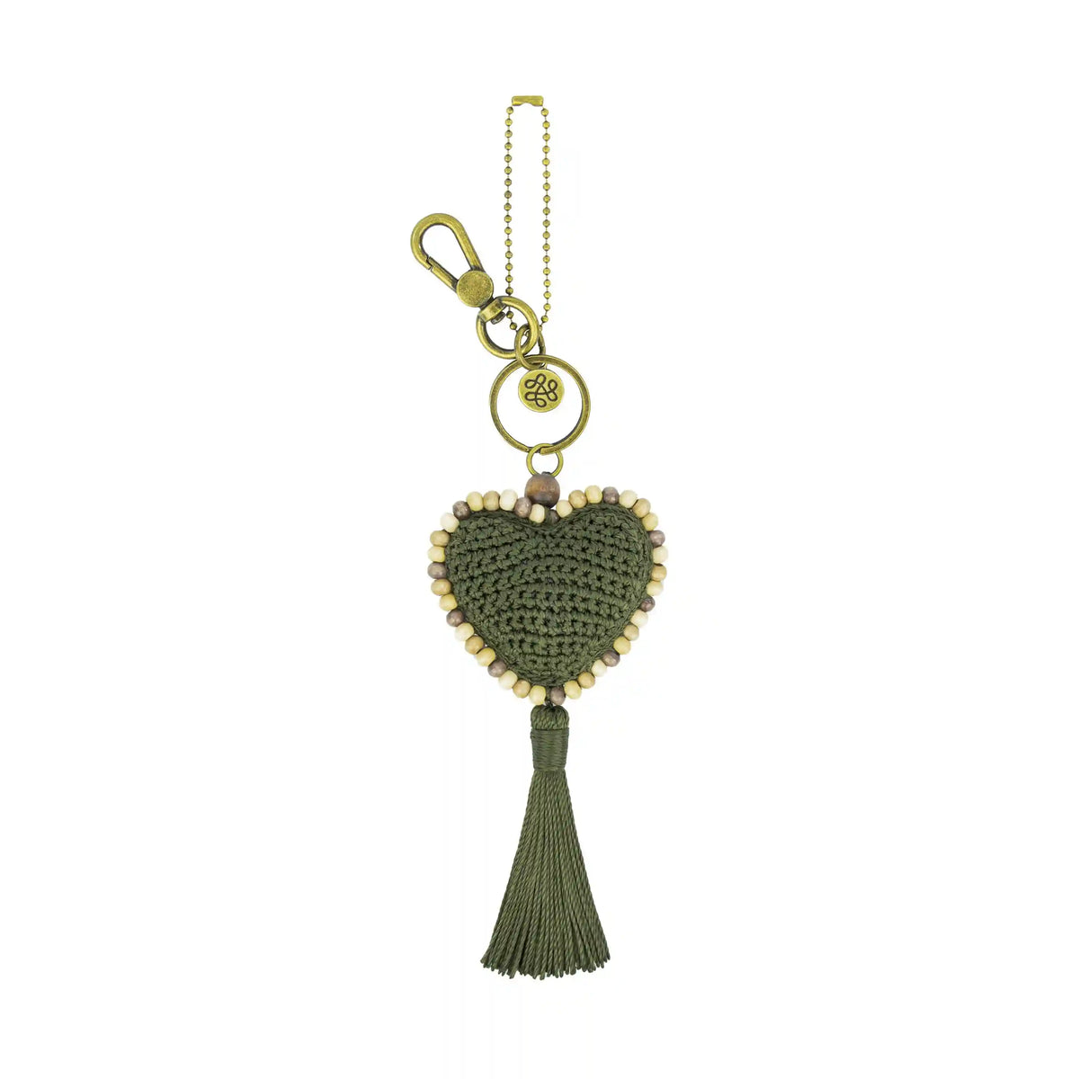 Yarnicharmz Dangle - Hand Crochet - Moss Tonal Heart
