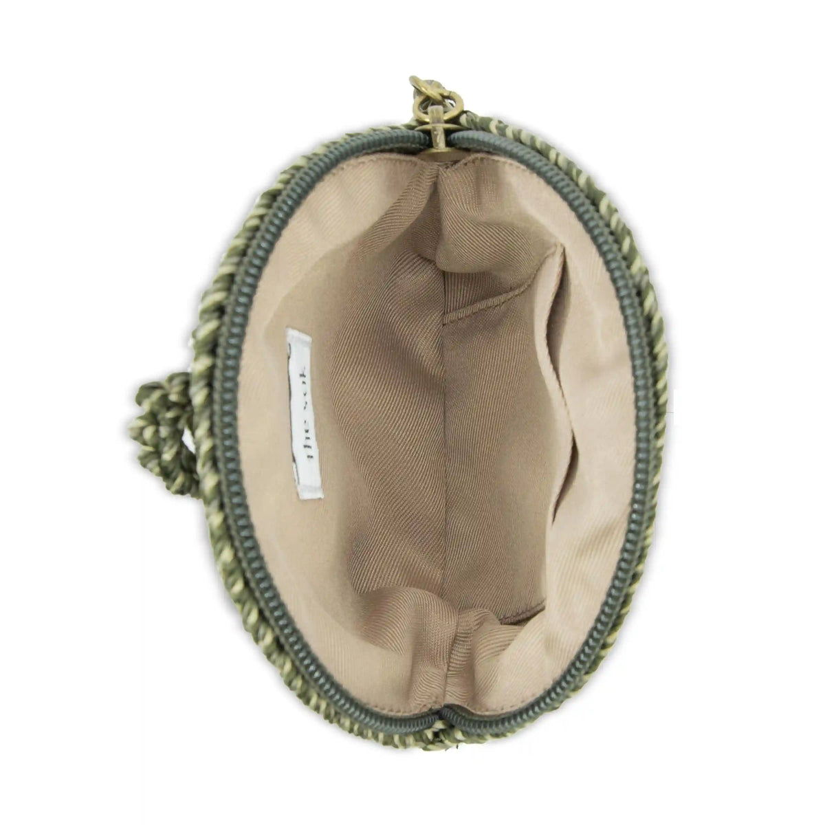 Circle Coin Pouch - Hand Crochet - Moss Static Suede Heart