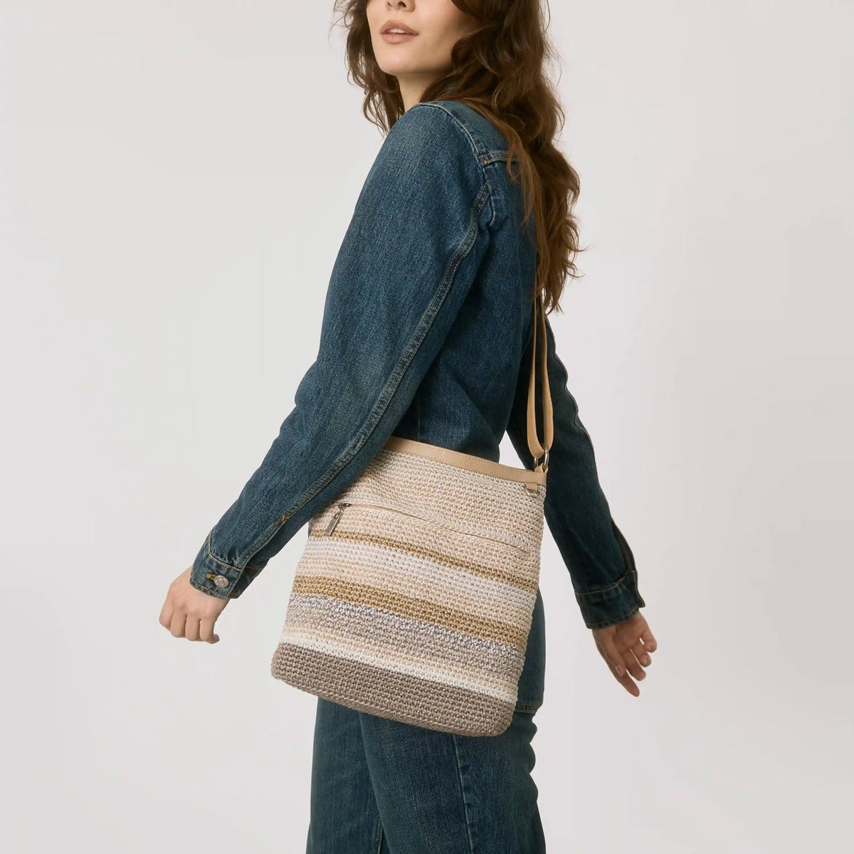 Lucia Crossbody - Hand Crochet - Sand Stripe