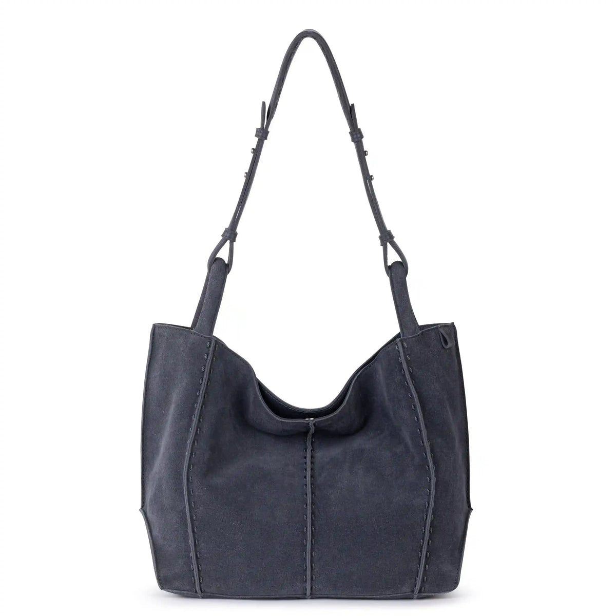 Los Feliz Medium Tote - Leather - Storm Grey Suede