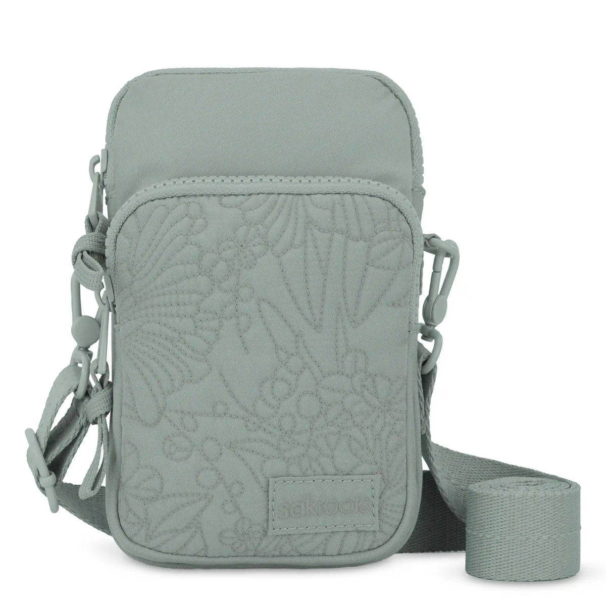 Koa Smartphone Crossbody - EcoTwill - Sage Flower Blossom Quilted