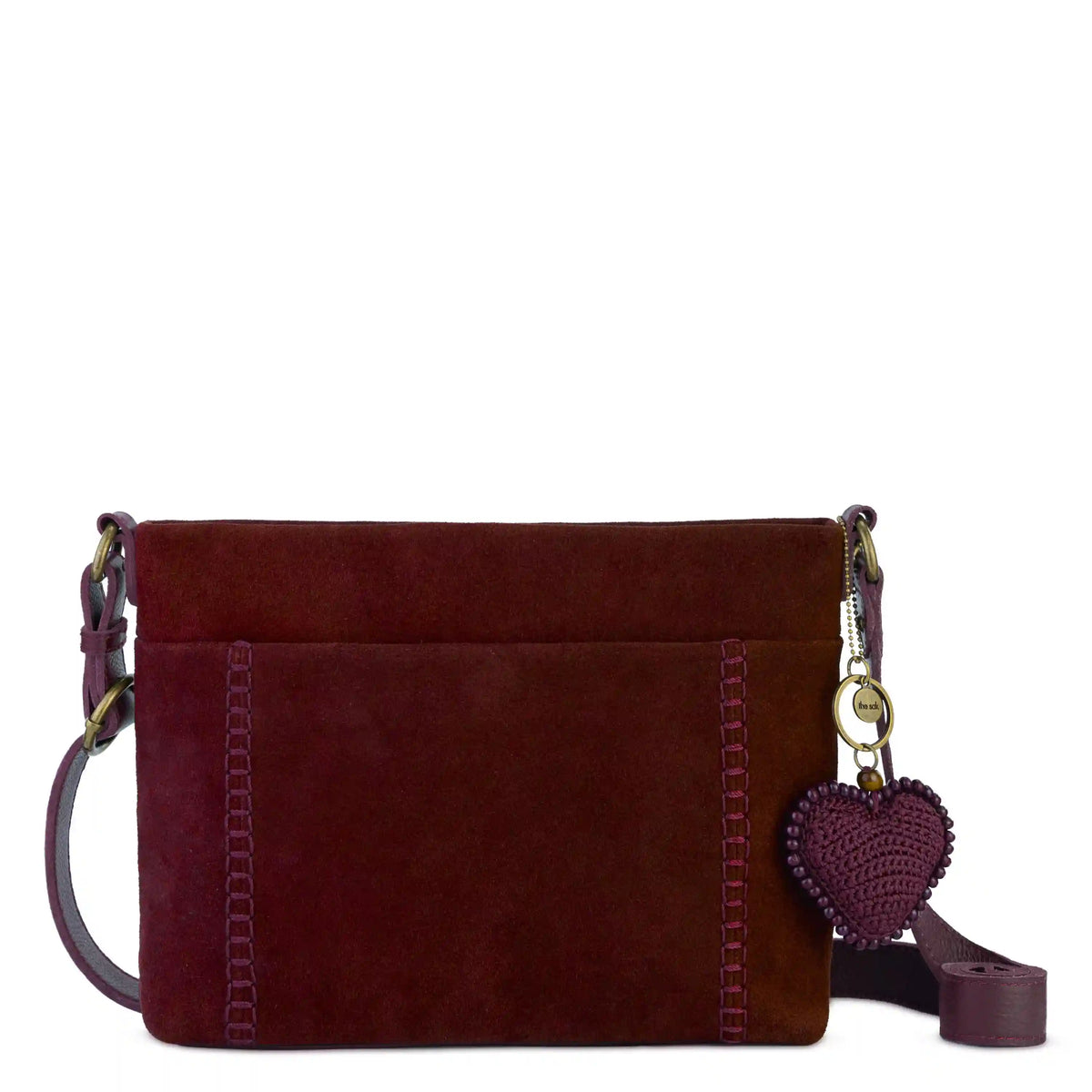 Melrose Crossbody - Leather - Black Cherry Suede Heart
