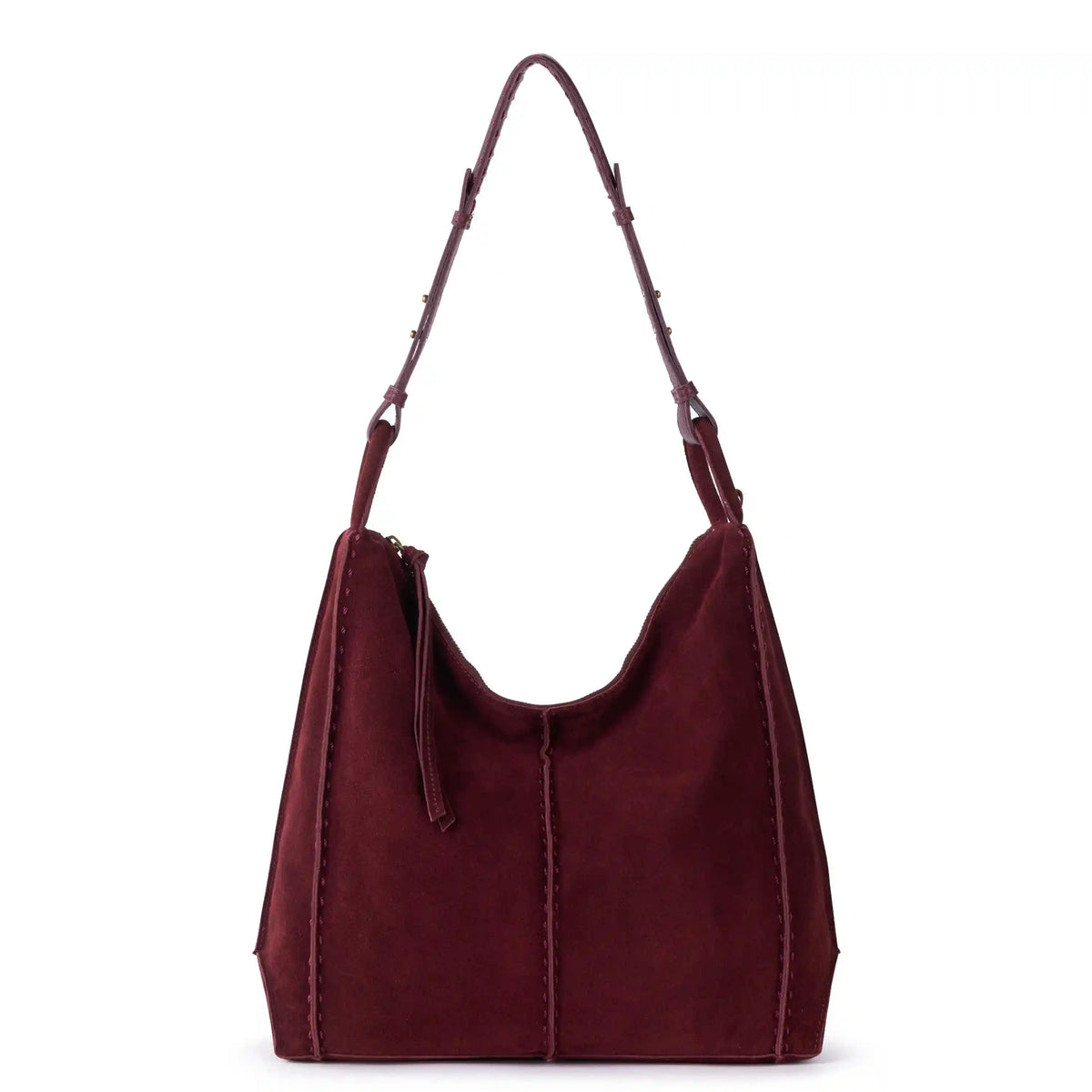 Los Feliz Bucket Hobo - Leather - Black Cherry Suede