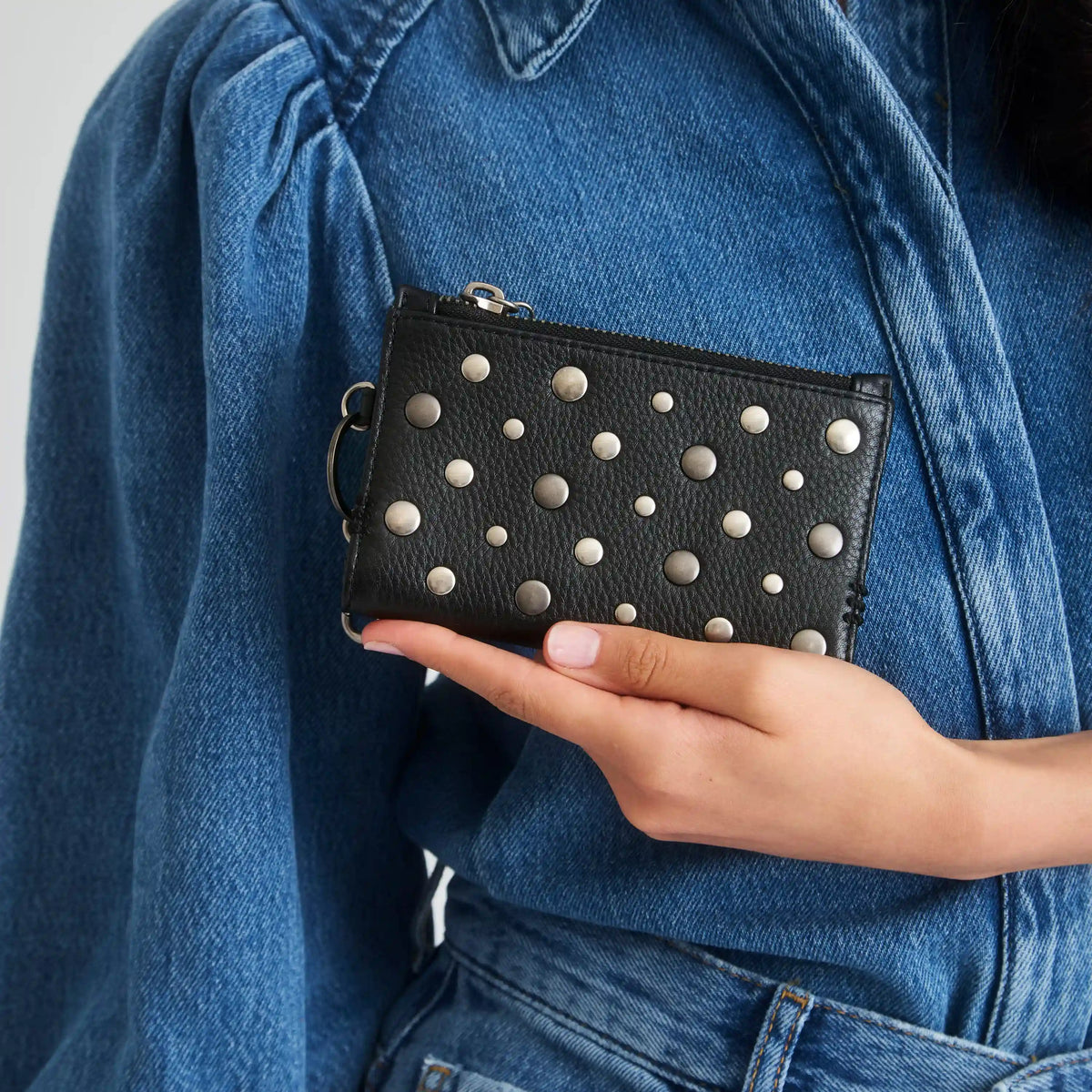 Encino Essential Wallet - Leather - Black Silver Stud