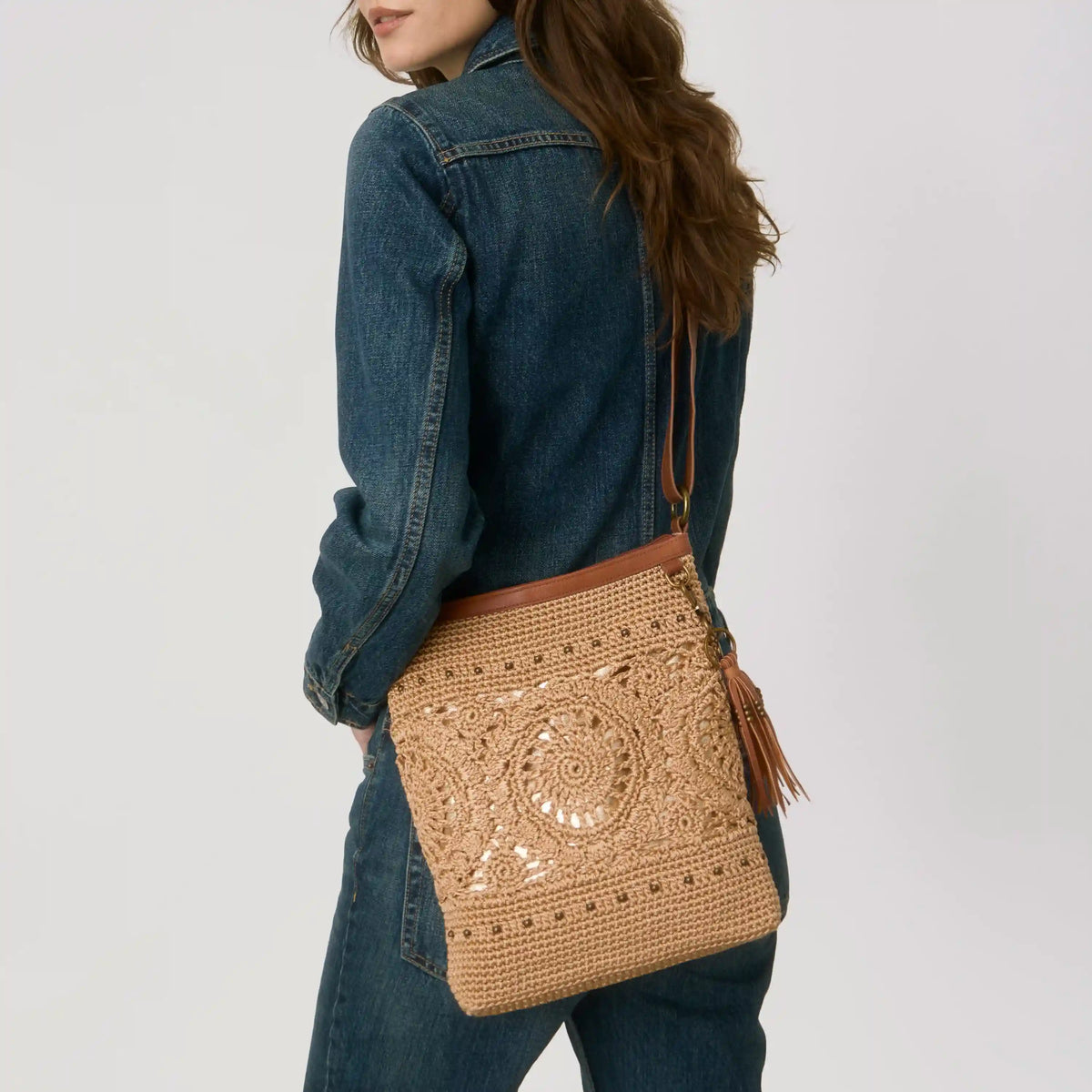 Lucia Crossbody - Hand Crochet - Bamboo Medallion