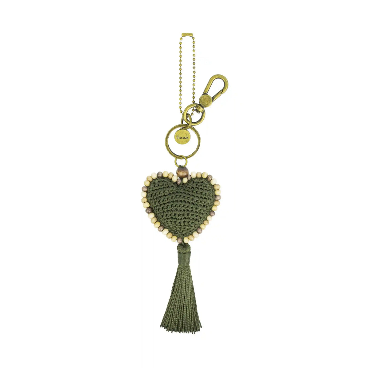 Yarnicharmz Dangle - Hand Crochet - Moss Tonal Heart