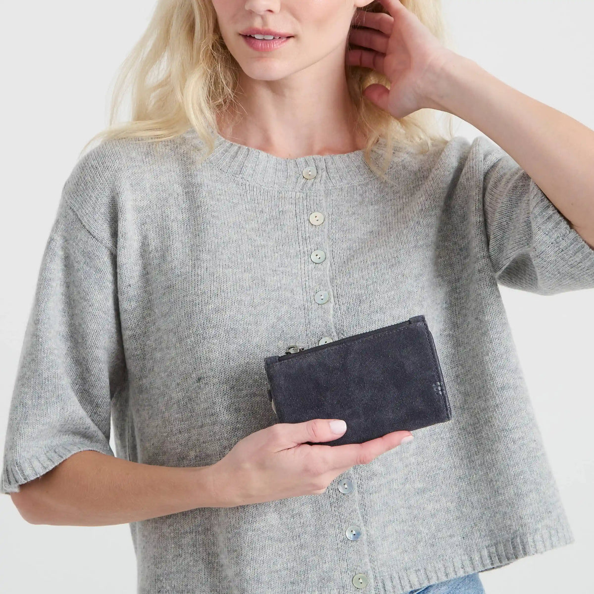 Encino Essential Wallet - Leather - Storm Grey Suede