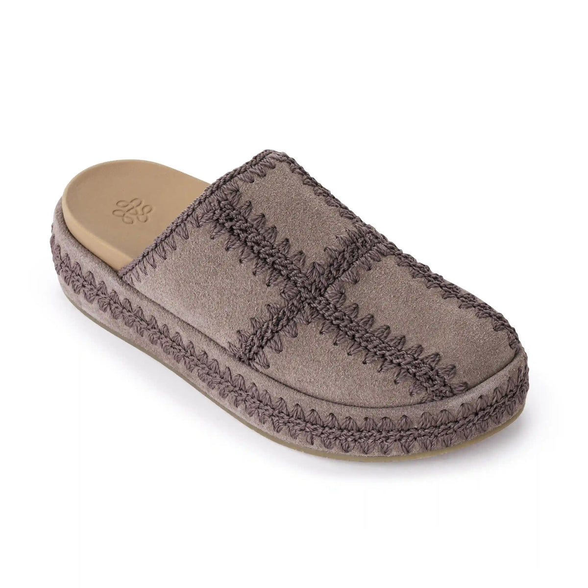 Bryn Platform Clog - Leather - Mushroom Suede Patch
