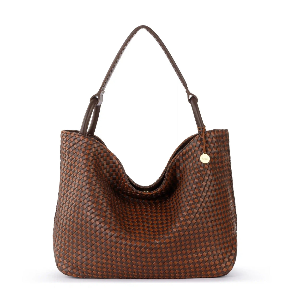 Los Feliz Large Tote - Leather - Woven Mahogany Cognac
