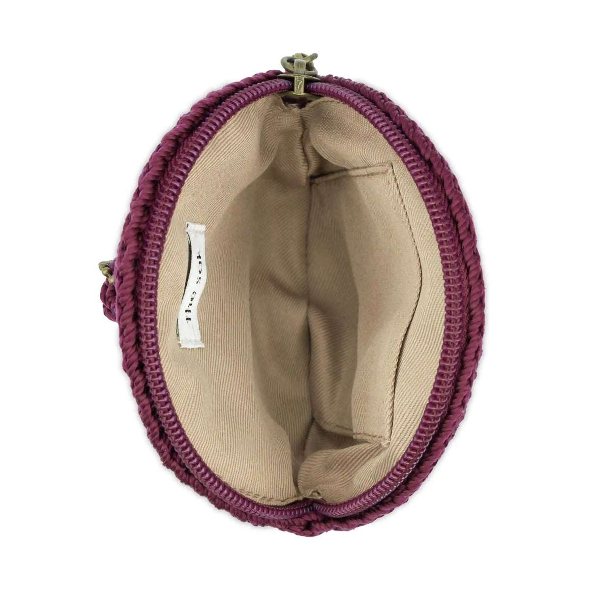 Circle Coin Pouch - Hand Crochet - Black  Cherry Flower