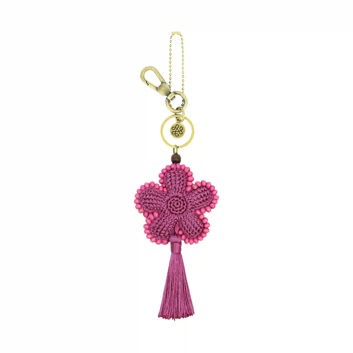 Yarnicharmz Dangle - Hand Crochet - Fuchsia Flower