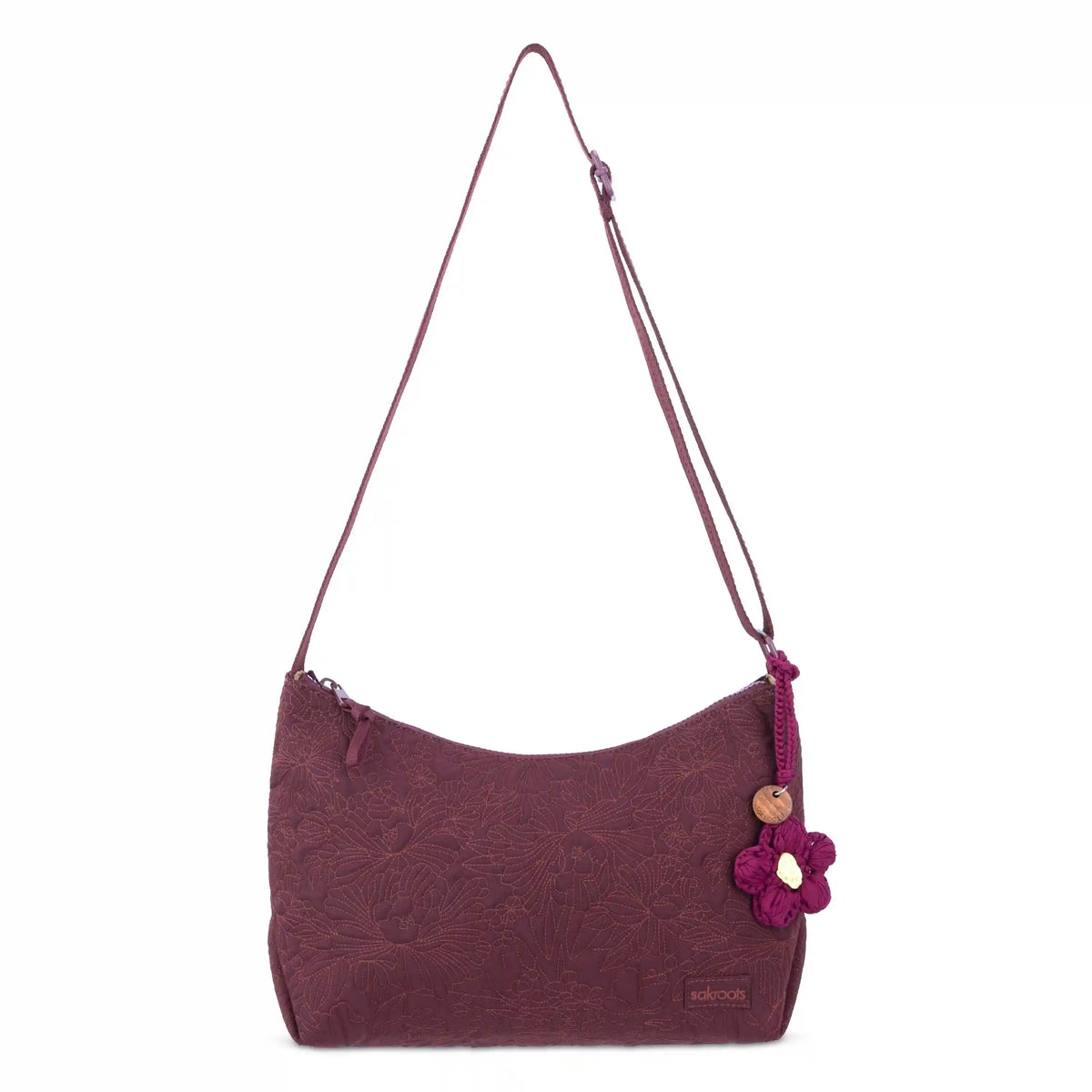 Banyan Hobo - EcoTwill - Black Cherry Flower Blossom Quilted