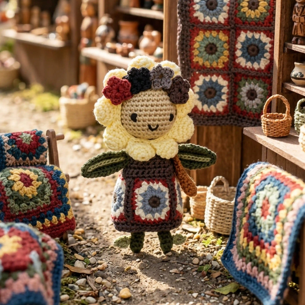 Sunbudz Sunflower Dangle - Hand Crochet - Maizee